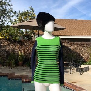 Lauren Ralph Lauren Green/Blue Stripe Sweater SzSM